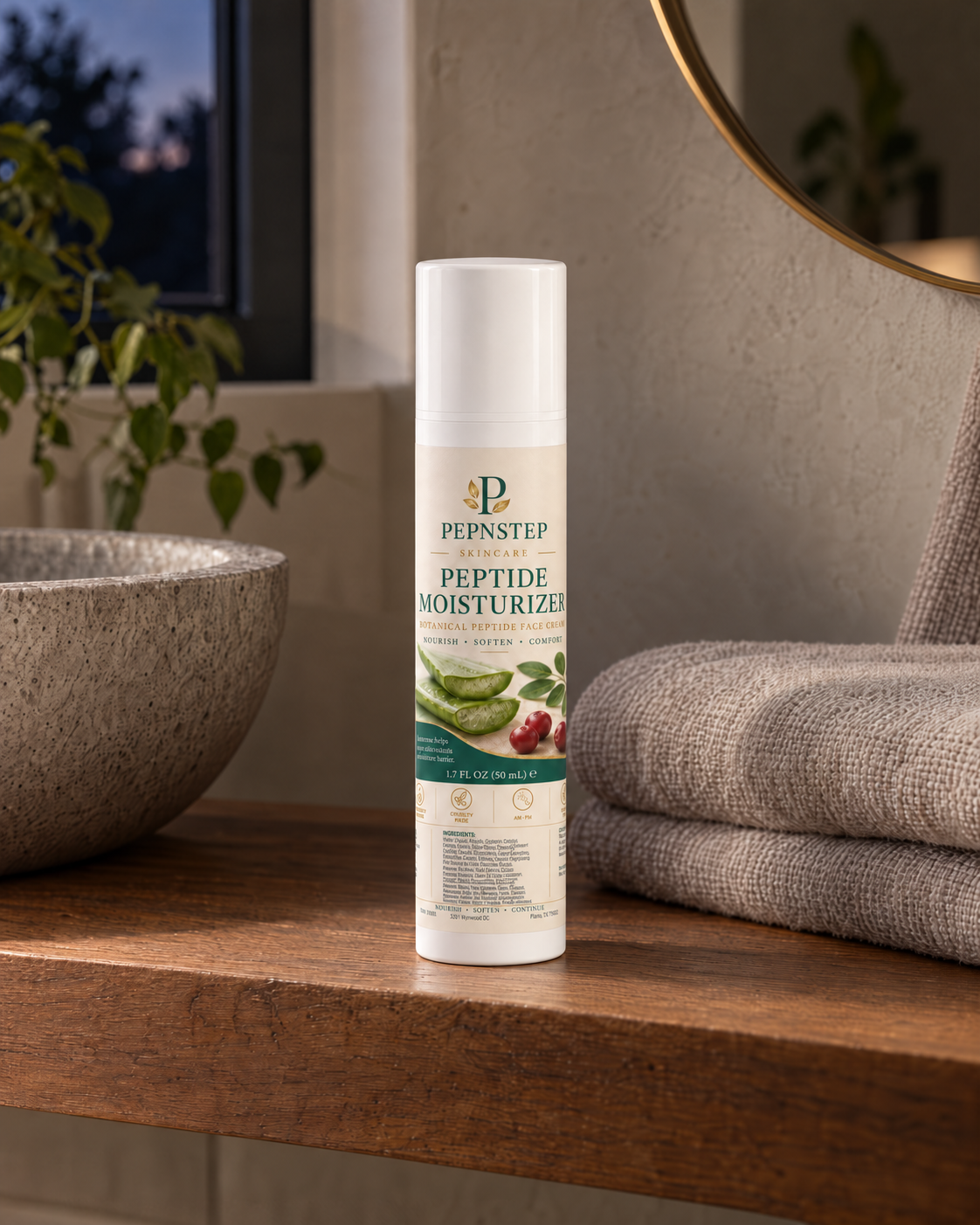 PepNStep Peptide Moisturizer — home routine setting