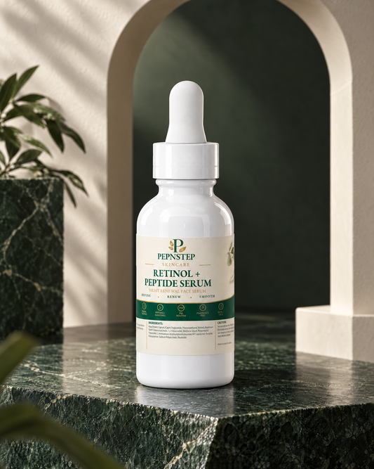 PepNStep Retinol and Peptide Face Serum — editorial product portrait