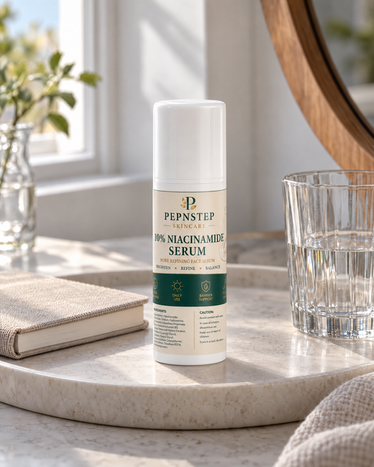 PepNStep 10% Niacinamide Serum — home routine setting