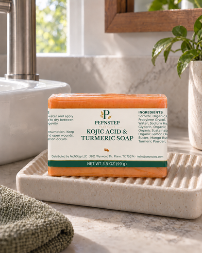 PepNStep Kojic Acid & Turmeric Soap — home routine setting